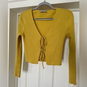 Everlane front-tie cropped sweater | Size S | mustard